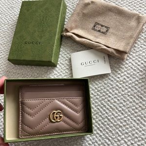 Gucci Marmont Card Case - Dusty Pink Leather